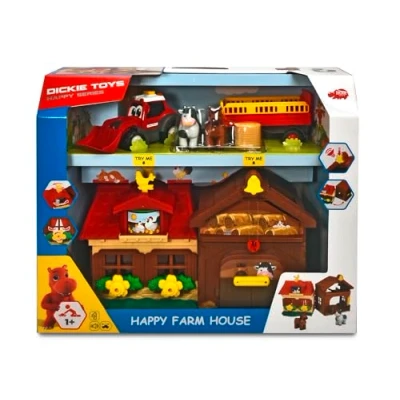 Image of Dickie Toys 203818000 Happy Farm House, Adventure on the Farm, Set for Children from 1 Year, Tractor, with Animals, Light and Sound