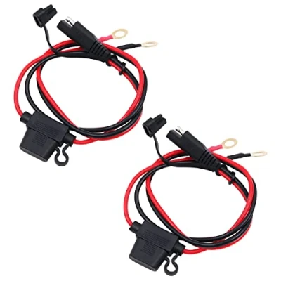 Image of WANGCL 2PCS SAE Connector Cable Battery Charging with cover + O Ring Terminal 15A Fuse Boxes 12v for Motorcycle Car Tractor 16AWG
