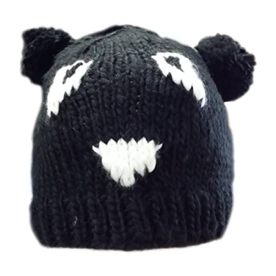 Image of i Smalls Ladies Warm Winter Knitted Panda Bear Pompom Ski Beanie Hat (One Size) Black