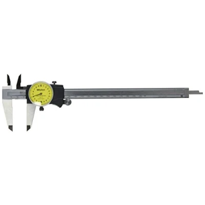 Image of Mitutoyo 505 731 Dial Caliper, Stainless Steel, Yellow Face, 0 200 mm Range, 0.03 Accuracy, 0.02 Resolution