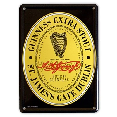 Image of GUINNESS BLACK LABEL Small Vintage Metal Tin Pub Sign
