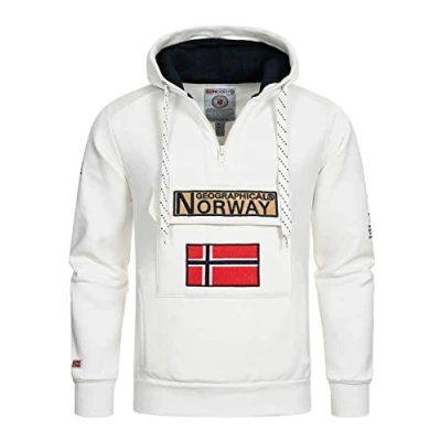 Image of Geographical Norway Men&#039;s Gymclass Sports Hoodie, Blanco Gn, XL