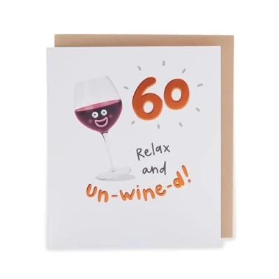 Image of UK Greetings 60th Birthday Card for Him/Her/Friend Un wine d! Design