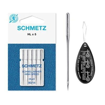 Image of HLx5 (High Speed Professional Quilting) Sewing Machine Needles, Size 90/14, Includes Large Needle Threader