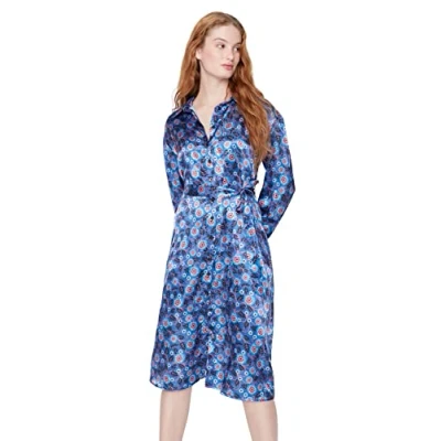 Image of Trendyol Women Midi Shirt Dress Regular fit Woven Blue