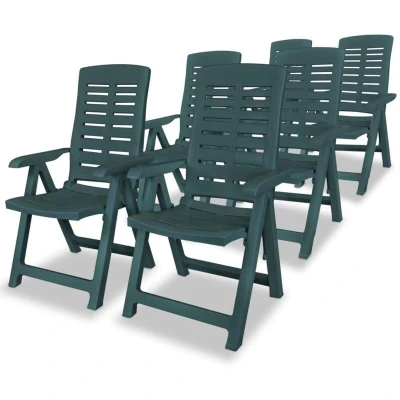 Image of vidaXL Reclining Garden Chairs 6 pcs Plastic Green