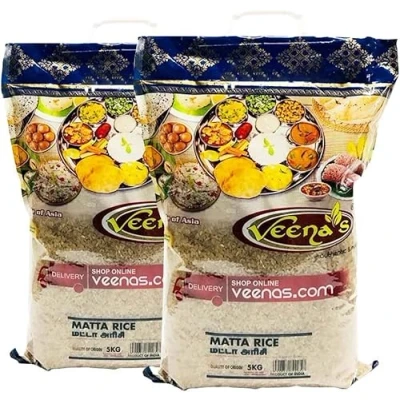 Image of Veenas Kerala Matta Rice 5KG Arisi Easy Cook Healthy High Fibre Protein Indian Origin(Pack of 2)