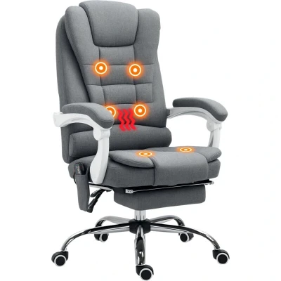 Image of Vinsetto Vintage High Back Heated Massage Office Chair w/6 Vibration Points, Grey921 364V71GY