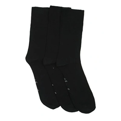 Image of Drew Brady 3 Pack Mens Gentle Grip Non Elastic Ankle Socks 6 11 (Plain Black)