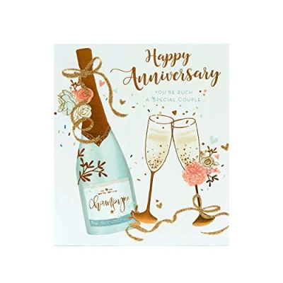 Image of Wedding Anniversary Card Couples for a Special Couple Champagne Gold Foil Design