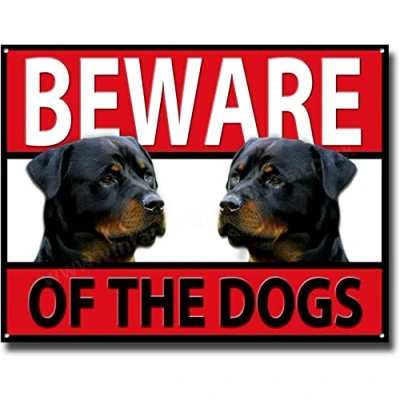 Image of Metal Sign Rottweiler Beware Of The Dogs Sign,Security,Warning,Guard Dog 8x12 Inch