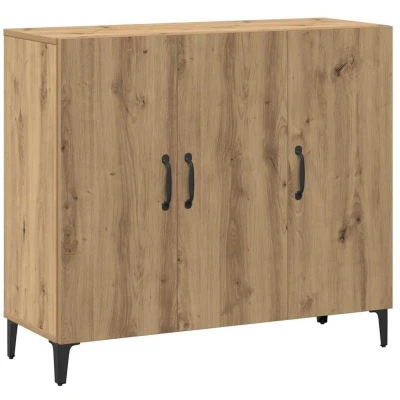 Image of vidaXL artisan oak sideboard 90x34x80 cm engineered wood &amp; metal storage cabinet for home decor