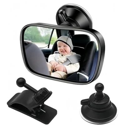 Image of Baby Car Mirror, Seat Mirror 360Adjustable, Safety Child Rear View with Sucker and Clip, Back to See on Seat, 100% Shatterproof