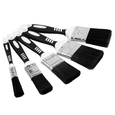 Image of ASAB 5PC Paint Brush Set with No Bristle Loss Premium Wall for Decorating Smooth Finish Emulsion Gloss Satin Painting Varnishing Walls Ceilings Assorted Sizes Pack