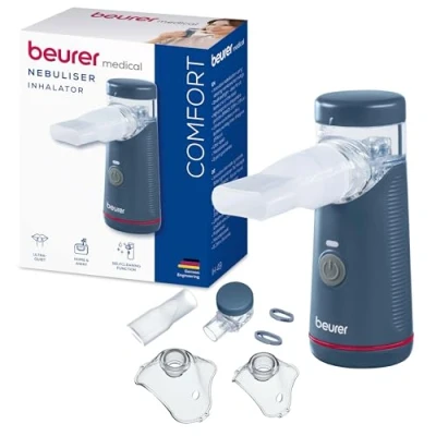 Image of Beurer IH49 Nebuliser, Portable Inhalation Device, Rechargeable Battery, Particularly Quiet, for Children and Adults, Vibrating Membrane Technology, colds, Asthma Other Respiratory Diseases