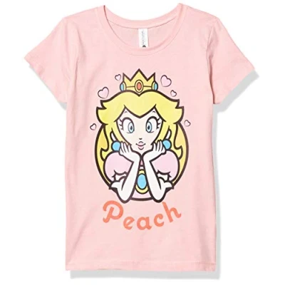 Image of Nintendo Girls&#039; Peach Hearts 77 T Shirt, Pink, L