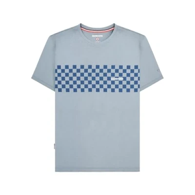 Image of Lambretta Mens Two Tone Panel Short Sleeve Cotton T Shirt Dusky Blue 3XL