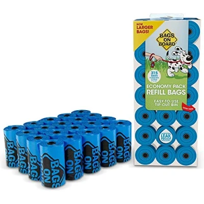 Image of Bags On Board Dog Poop Strong, Leak Proof Waste 9 x14 Inches, 315 Blue