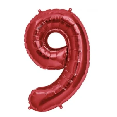 Image of Red Number 9 Large Helium Foil Balloon Birthday Party Wedding Anniversary Decoration 101cm