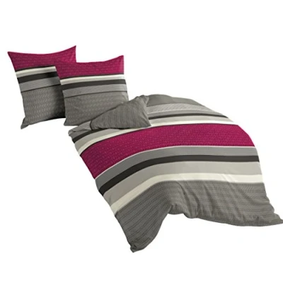 Image of Bierbaum 4630_19 Flannelette Bedding Design 200 x cm and 2x 80 x80 Raspberry
