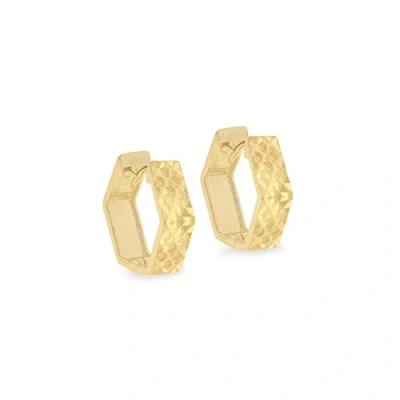 Image of Carissima Gold Women&#039;s 9ct Yellow 4.5mm x 13mm Diamond Cut &#039;Hexagon&#039; Huggy Earrings