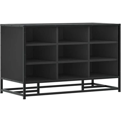 Image of vidaXL shoe bench black 84x40x53.5 cm modern rack with engineered wood &amp; metal frame for hallway/bedroom
