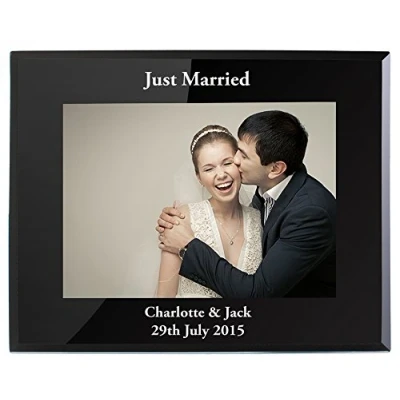 Image of Custom Landscape Black Glass Frame 5x7. Personalised with any message