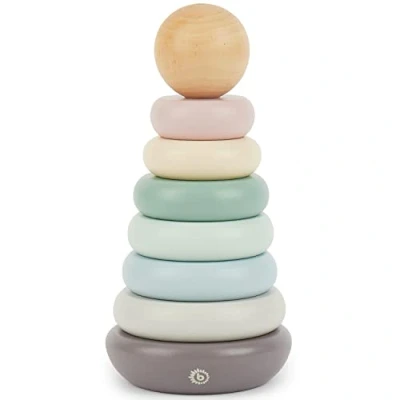 Image of Bieco baby stacking rings toy rainbow stacker ring wooden toys montessori