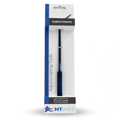 Image of NT Labs ProCare Angled Tweezers, Aquascaping Tools, Blue Scape Tool, Premium Stainless Steel, Aquarium Pincers.