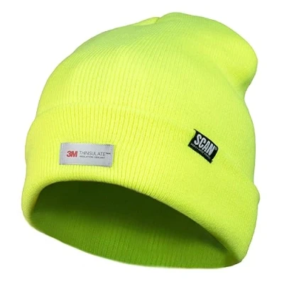 Image of Scan Hi Vis Beanie Hat Thinsulate Lining Yellow