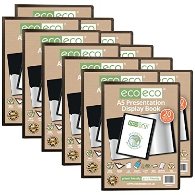 Image of eco A5 50% Recycled 20 Pocket Presentation Display Book Folder (Pack of 12), eco001x12