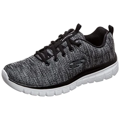 Image of Skechers Graceful Twisted Fortune Women&#039;s Sneaker, Black White BKW, 8 UK