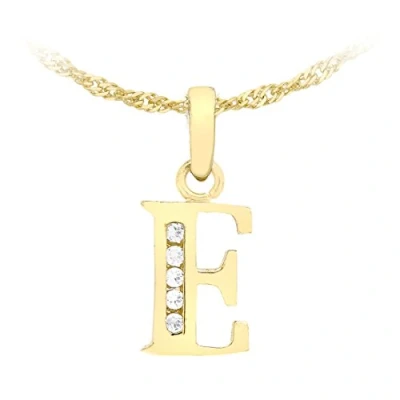 Image of Carissima Gold Women&#039;s 9ct Yellow E Cubic Zirconia Initial Pendant on Curb Chain Necklace of 46cm