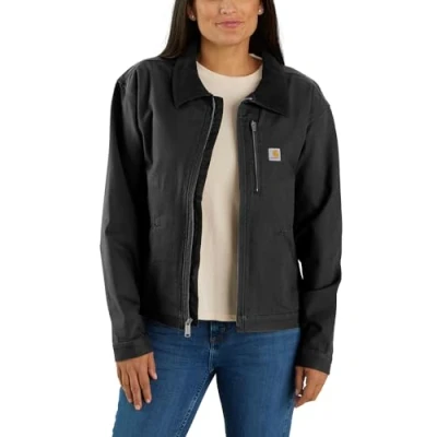Image of Carhartt Women Work Jacket Relaxed Fit Canvas Detroit, Color:Black, Size:S