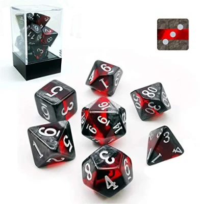 Image of Bescon Polyhedral D&amp;D Dice Set of 7 GEM VINES Dice, Mineral Rocks RPG Role Playing Game 7pcs RUBY