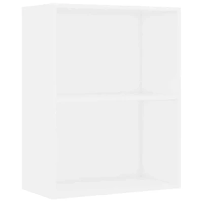 Image of vidaXL 2 Tier White Book Cabinet Engineered Wood Bookshelf, 60x30x76.5 cm Classic Bookcase for Living Room/Office