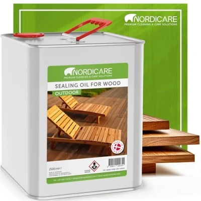 Image of Nordicare Sealing Wood Oil for Outdoor Garden Furniture Teak Suitable All Types of Wood, Danish Exterior, Protection Easy to Apply (2.5 L)