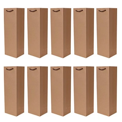 Image of Pack of 10 Noble Bottle Gift Bags Nature for Wine Sparkling and Champagne 36 cm x 12 14.17&quot; 4.72&quot; 3.94&quot;
