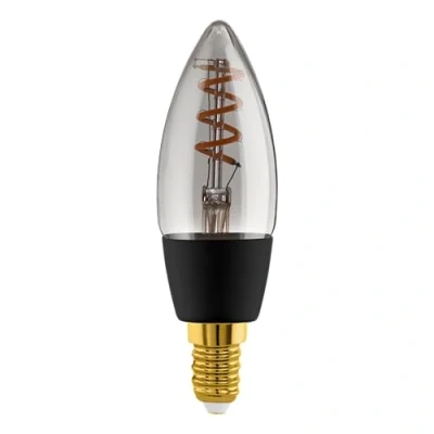 Image of Eglo Connect.z Smart Home LED Decorative Light Bulb E14, C35, ZigBee, app and Alexa Voice Control, dimmable, Warm White, 4 watt, Vintage Lightbulb Smoked Glass, Black