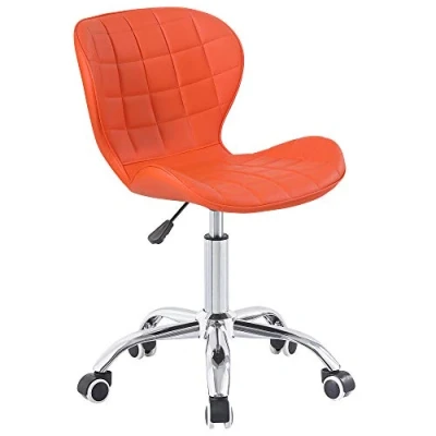 Image of Charles Jacobs Swivel Office Chair with Chrome Base Wheels and Adjustable Height in Orange