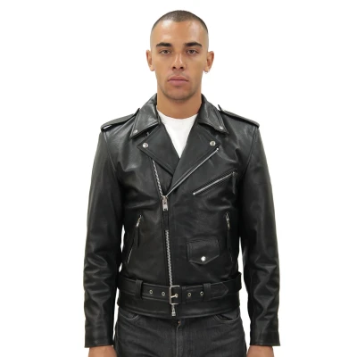 Image of Mens Fringe Hide Leather Brando Tasseled Motorcycle Jacket Retro Biker 4XL Black