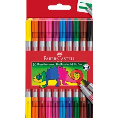 Image of Faber Castell 151110 Plastic Double Ended Felt Tip Pen (Pack of 10)