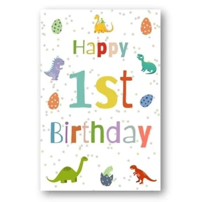 Image of Second Ave 1st Birthday Age 1 Dinosaur Children&#039;s Kids Happy Card Greetings For Boys or Girls