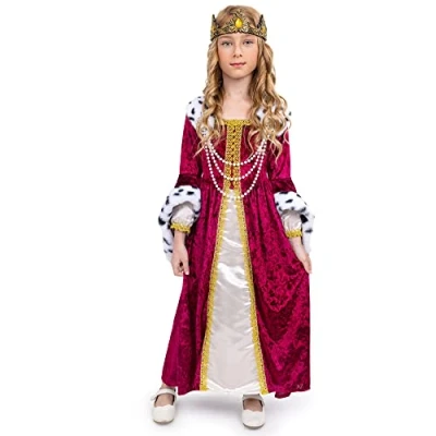 Image of Dress Up America Queen Costume for Girls Kids Renaissance Princess Royal Gown and Crown Set