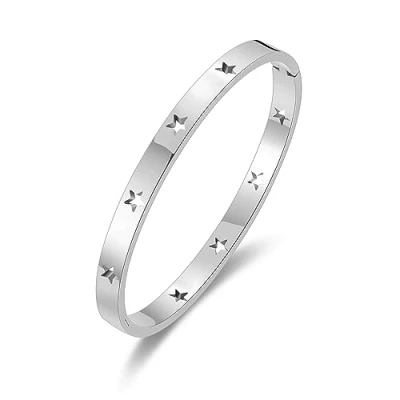 Image of Philip Jones Stainless Steel Star Bangle (7 Inch)