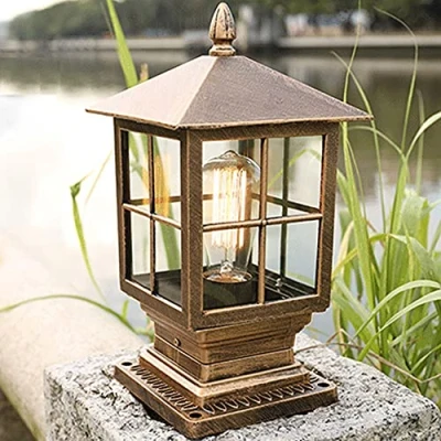 Image of ChaoZan Outdoor Post Lights/Post Lights, Antique Style Street Lamp with Copper Color Aluminum Frame, for Garden Entrance and Path Light Torch, IP55,230V / E27