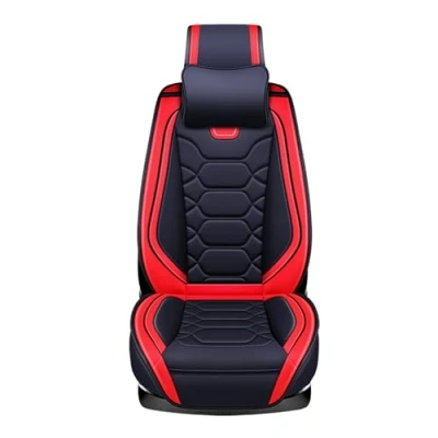 Image of Congxy Universal Car Seat Covers waterproof leather Full Set, To Fit Most Cars, Side Airbag Compatible, Red