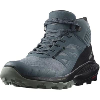 Image of Salomon Outpulse Mid Gore tex Hiking Boots for Women Trail Running Shoe, Stormy Weather/Black/Wrought Iron, 7.5 UK