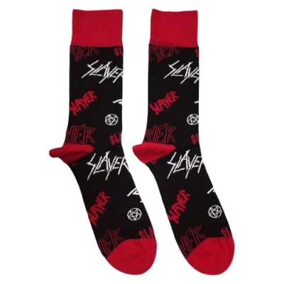 Image of Rock Off officially licensed products Slayer Band Logo Pattern Ankle Socks UK Size 7 11, black, M