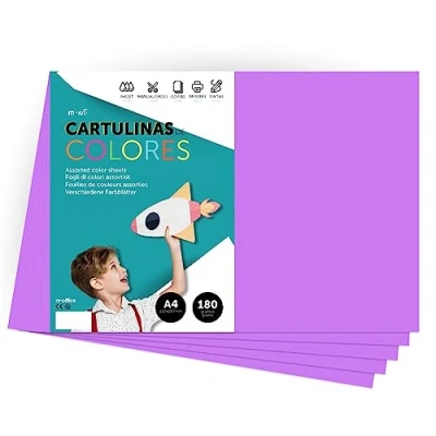 Image of A4 Colour Card Intense Colours 180g Sheets for Crafts, Printing Your Documents and Creative Designs m office (100 Sheets, Purple)